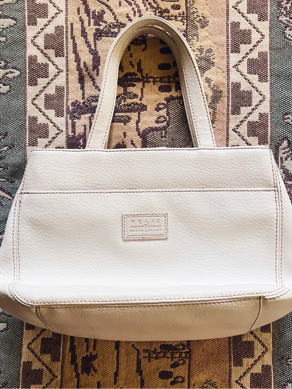 Relic Off-White Leather Tote with Double Handles